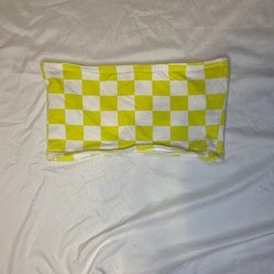 White and yellow checkered tube top